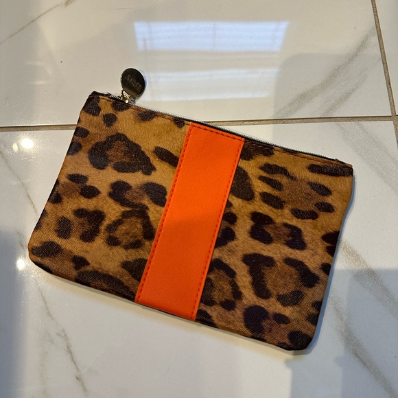 Leopard Print pouch with Orange Stripe - Picture 1 of 2